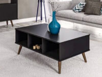 Urban Black Coffee Table on dull grey carpet