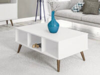 Urban White Coffee Table on dull grey carpet