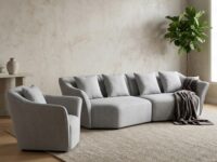 Camilla Light Grey (Winged) Lounge Suite